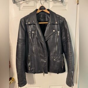 Black leather motorcycle jacket size medium